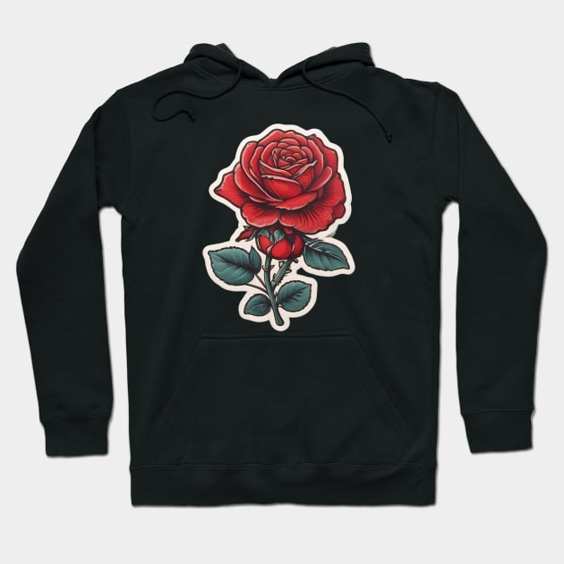 Red Flower Sticker Hoodie by SPIT-36